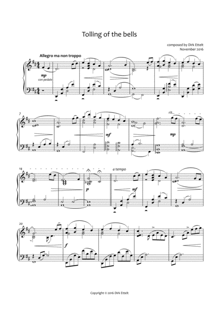 Free Sheet Music Tolling Of The Bells