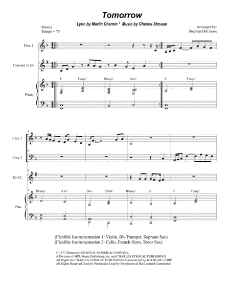 Free Sheet Music Tomorrow For Flexible Instrumentation