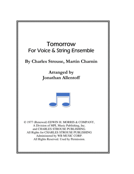 Free Sheet Music Tomorrow For Voice String Ensemble