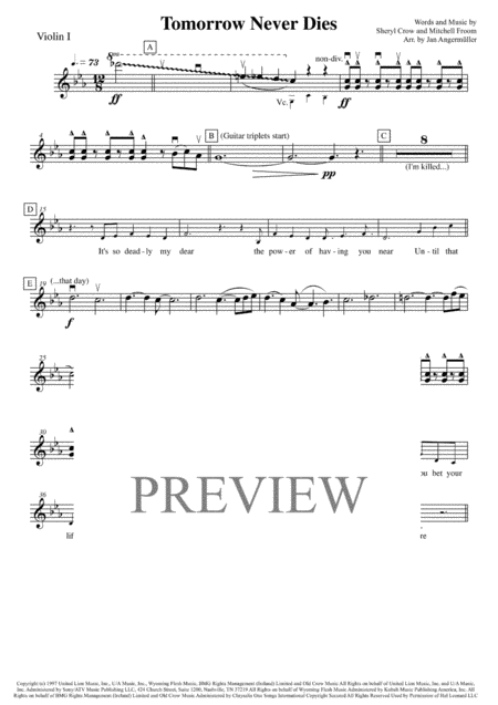 Tomorrow Never Dies For String Ensemble Sheet Music