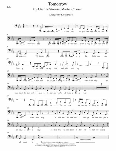 Tomorrow Original Key Tuba Sheet Music