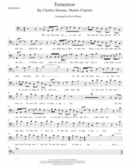 Tomorrow W Lyrics Euphonium Sheet Music