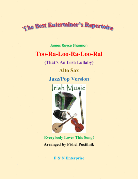 Free Sheet Music Too Ra Loo Ra Loo Ral For Alto Sax With Background Jazz Pop Version