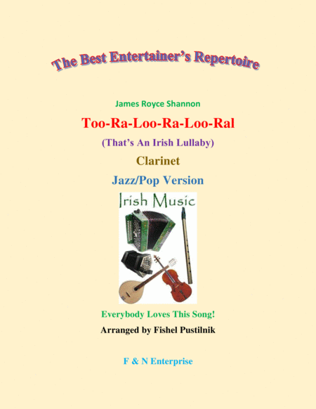 Too Ra Loo Ra Loo Ral For Clarinet With Background Jazz Pop Version Sheet Music