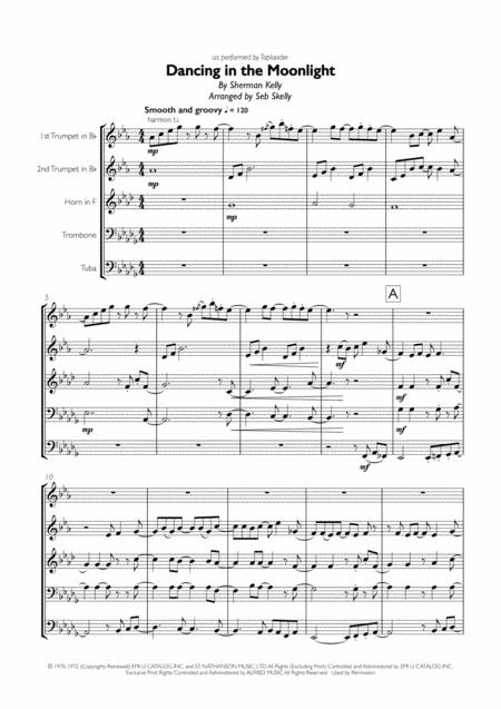 Free Sheet Music Toploader Dancin In The Moonlight For Brass Quintet