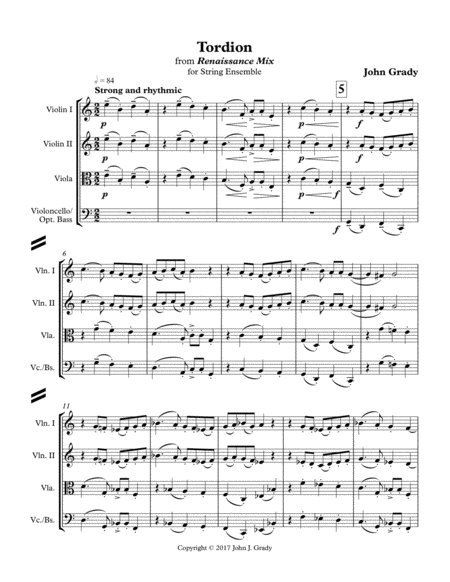 Free Sheet Music Tordion From Renaissance Mix For String Orchestra