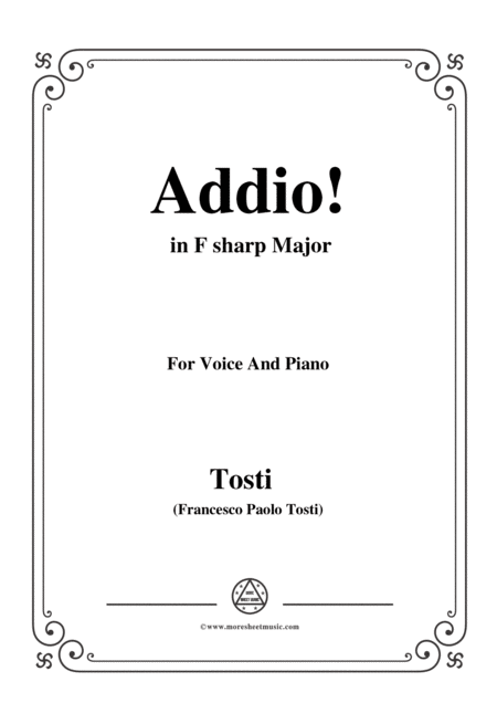 Tosti Addio In F Sharp Major For Voice And Piano Sheet Music