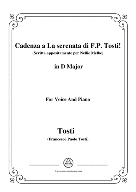 Tosti Cadenza A La Serenata Scritta Appositamente Per Nellie Melbe In D Major For Voice And Piano Sheet Music