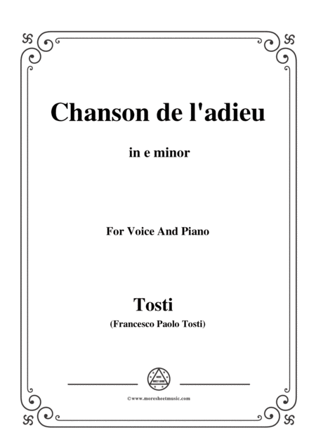 Free Sheet Music Tosti Chanson De L Adieu In E Minor For Voice And Piano