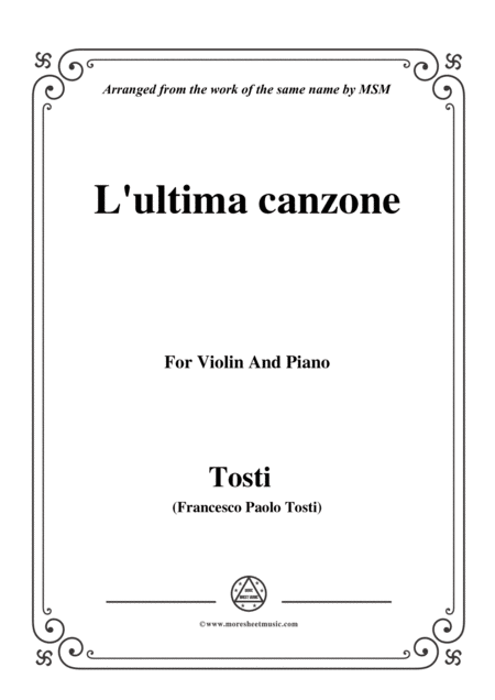 Free Sheet Music Tosti L Ultima Canzone For Violin And Piano