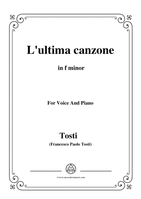 Free Sheet Music Tosti L Ultima Canzone In F Minor For Voice And Piano