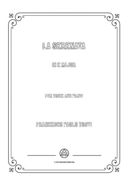 Tosti La Serenata In E Major For Voice And Piano Sheet Music