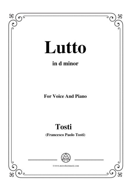 Tosti Lutto In D Minor For Voice And Piano Sheet Music