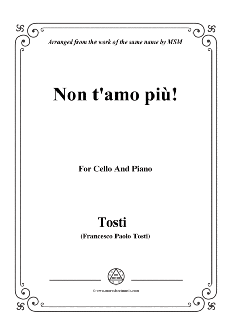 Tosti Nont Amo Pi For Cello And Piano Sheet Music