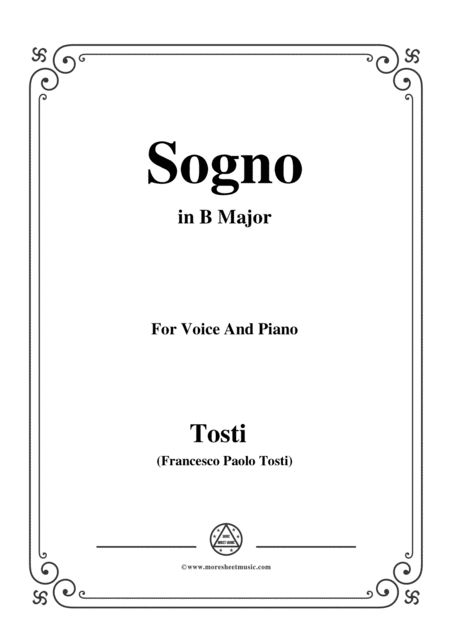 Tosti Sogno In B Major For Voice And Piano Sheet Music