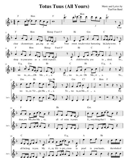 Free Sheet Music Totus Tuus All Yours