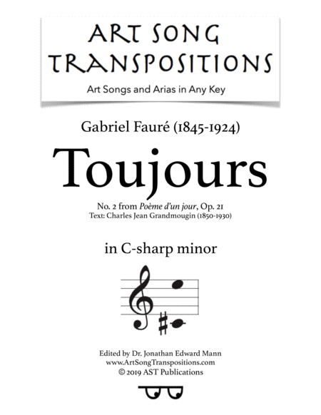 Toujours Op 21 No 2 C Sharp Minor Sheet Music