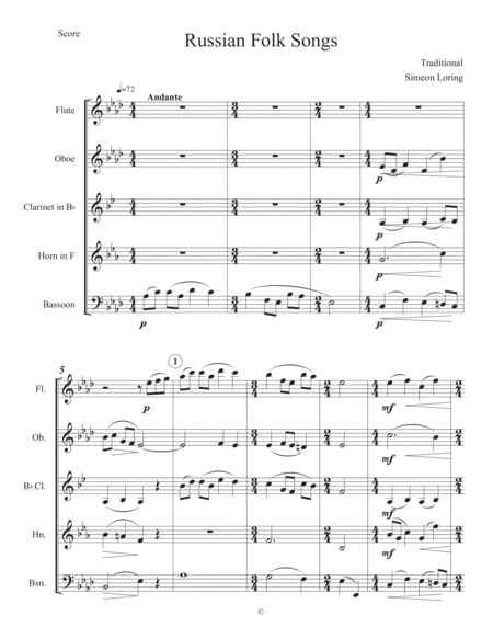 Traditional Russian Folk Songs Sheet Music