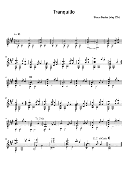 Tranquillo Solo Guitar Sheet Music