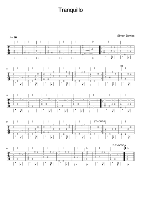 Tranquillo Tab Solo Guitar Sheet Music