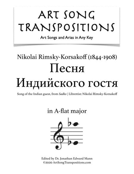 Transposed To A Flat Major Sheet Music