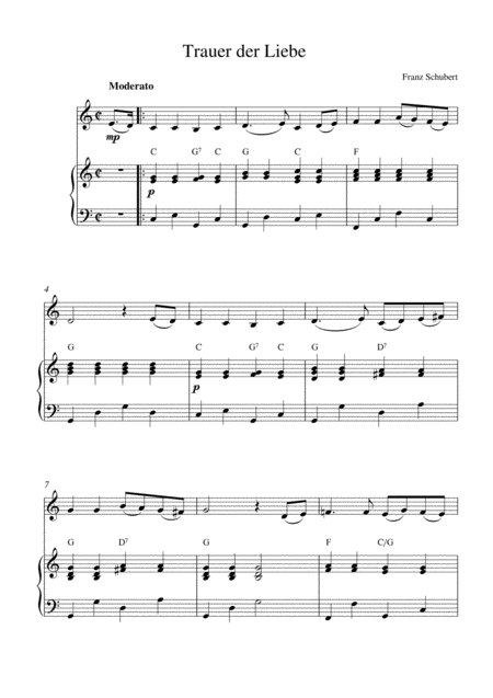 Trauer Der Liebe Easy Version Sheet Music