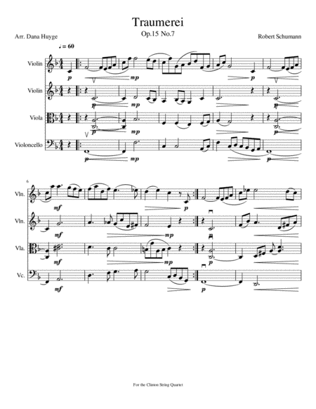 Traumerei Op 15 No 7 For String Quartet Sheet Music