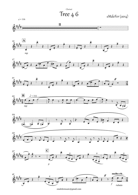 Free Sheet Music Tree 4 Six Eng Horn Clarinet Lute Cello Piano Percussions