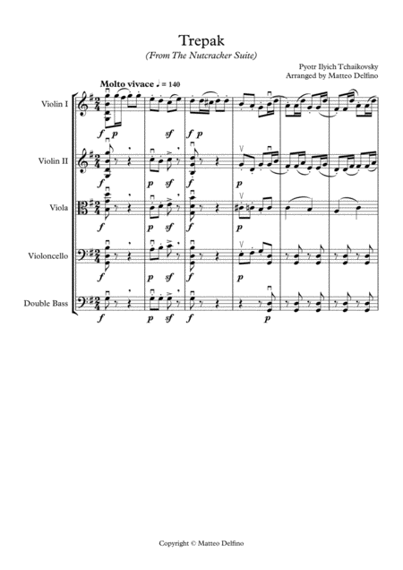 Free Sheet Music Trepak From The Nutcracker Suite String Orchestra