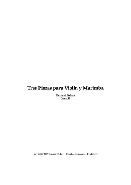 Free Sheet Music Tres Piezas Para Violin Y Marimba