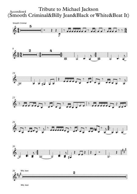 Tribute To Michael Jackson Accordion 4 Sheet Music