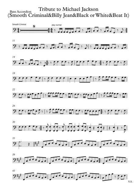 Tribute To Michael Jackson Bass Accordion Sheet Music