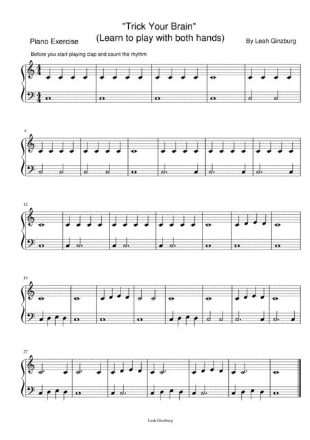 Trick Your Brain Piano Exercise By Leah Ginzburg Sheet Music