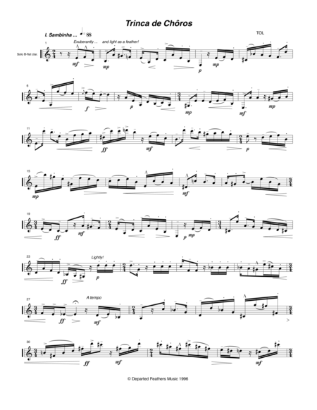 Free Sheet Music Trinca De Chros 1996 For Solo Clarinet