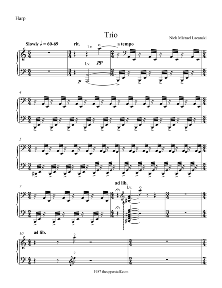 Trio For Flute Viola And Harp Sheet Music