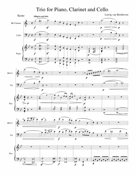 Trio For Piano Clarinet And Cello Sheet Music