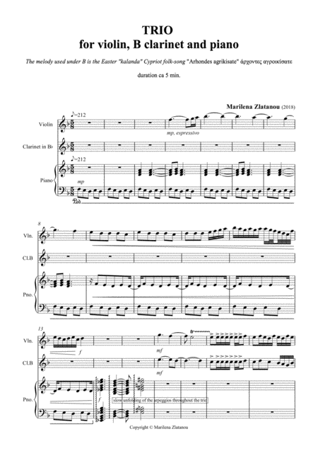 Free Sheet Music Trio For Violin Clarinet In B And Piano