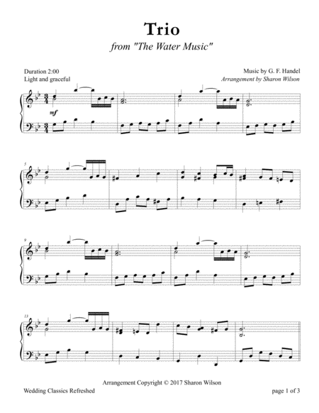 Trio From The Water Music Sheet Music