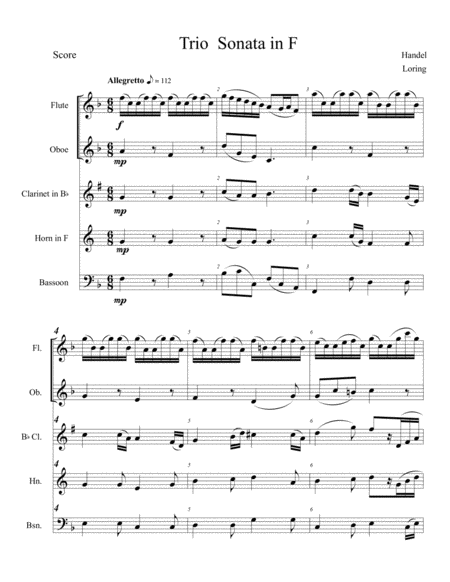 Trio Sonata In F Sheet Music