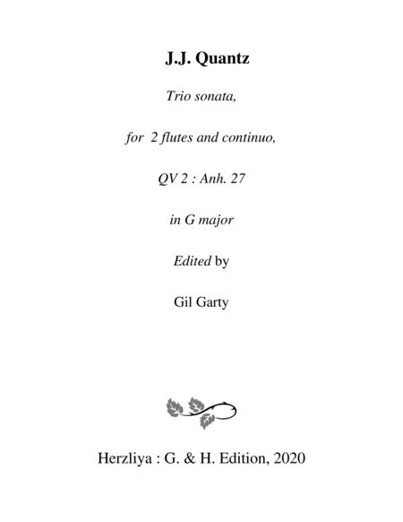 Free Sheet Music Trio Sonata Qv 2 Anh 27 For 2 Flutes And Continuo In G Major