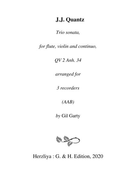 Trio Sonata Qv 2 Anh 34 Arrangement For 3 Recorders Sheet Music