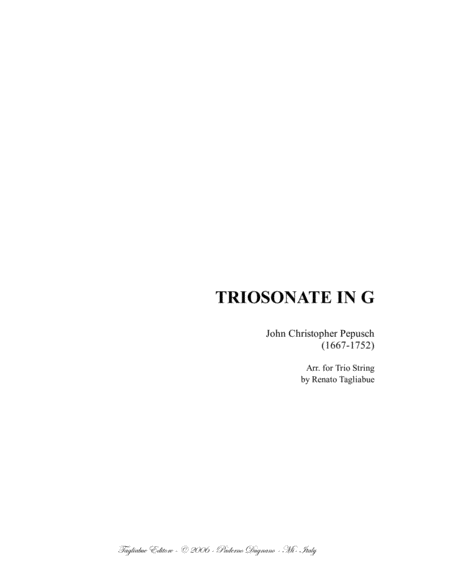 Triosonata In G Arr For Trio String Sheet Music