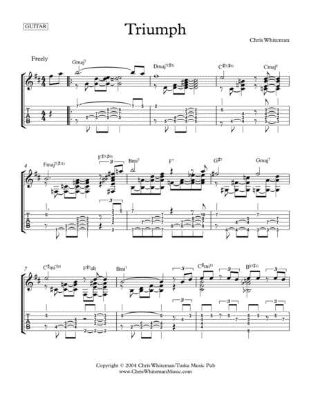 Free Sheet Music Triumph Jazz Guitar Chord Melody