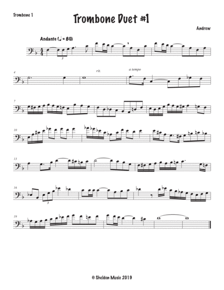 Free Sheet Music Trombone Duet 1
