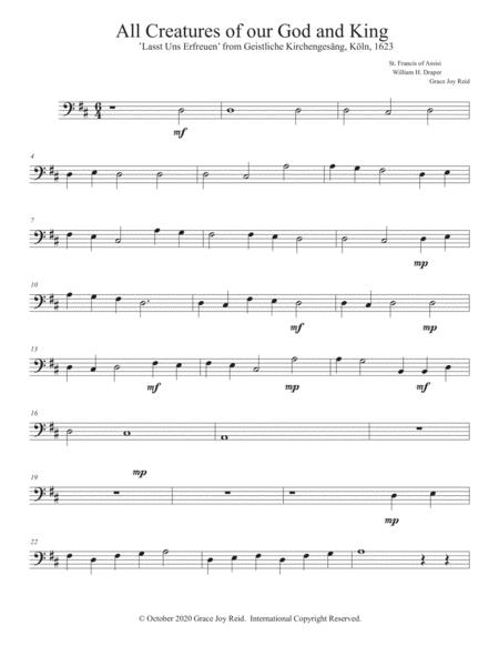 Trombone Part For All Creatures Of Our God And King For Brass Quintet And Piano Sheet Music