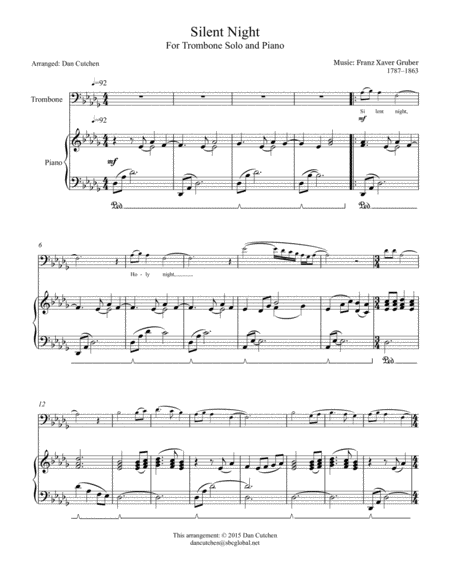 Trombone Silent Night Sheet Music