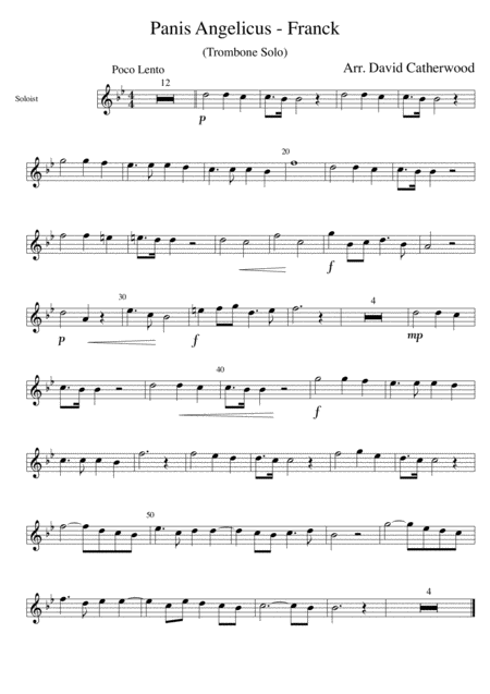 Trombone Solo Panis Angelicus Franck Arr For Trombone And Brass Band Unity Series By David Catherwood Sheet Music