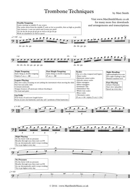 Free Sheet Music Trombone Techniques By Matt Smith