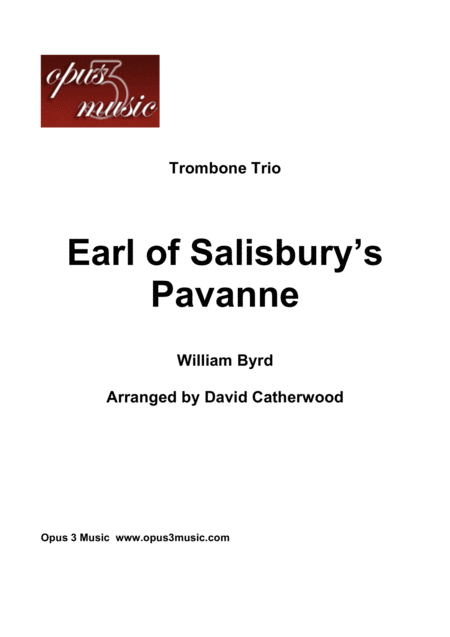 Trombone Trio Earl Of Salisburys Pavanne By William Byrd Arranged By David Catherwood Sheet Music