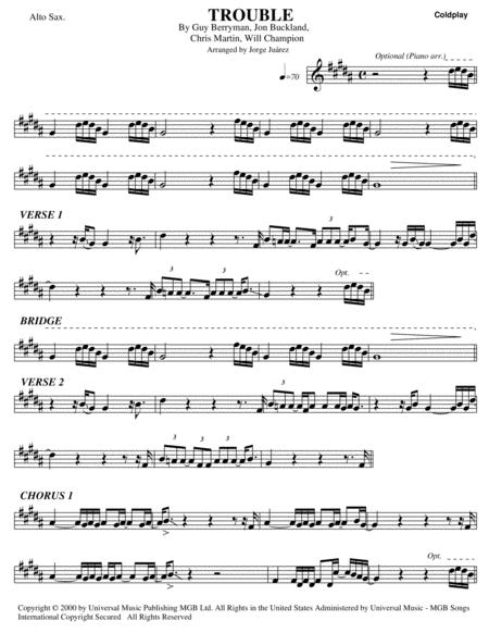 Trouble Alto Sax Sheet Music